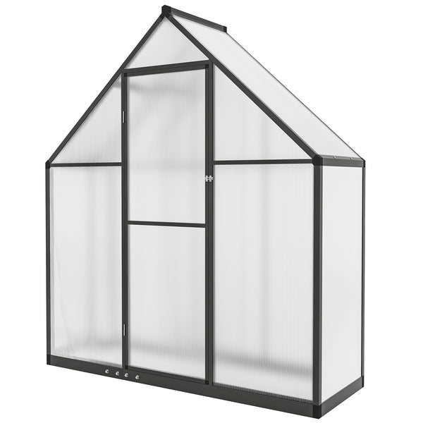 Serre de jardin en aluminium polycarbonate, serre avec fenêtre réglable porte battante, abri extérieur résistant aux intempéries pour plante fleur potager semis, transparent