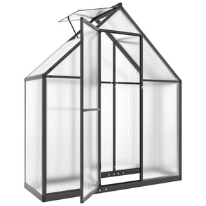 Serre de jardin en aluminium polycarbonate, serre avec fenêtre réglable porte battante, abri extérieur résistant aux intempéries pour plante fleur potager semis, transparent