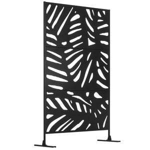Panneau brise vue décoratif extérieur noir à motif végétal en métal - 122 x 45 x 198 cm