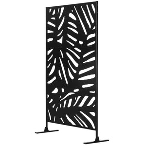 Panneau brise vue décoratif extérieur noir à motif végétal en métal - 122 x 45 x 198 cm