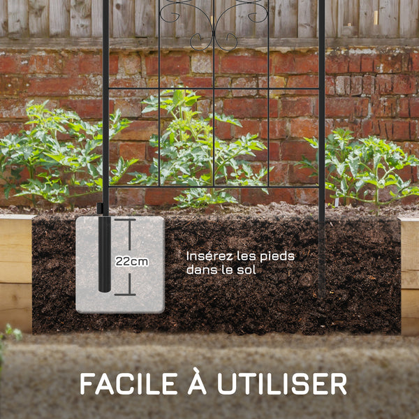 Lot de 4 treillis de jardin, support pour plantes grimpantes en acier, 50L x 180H cm, noir