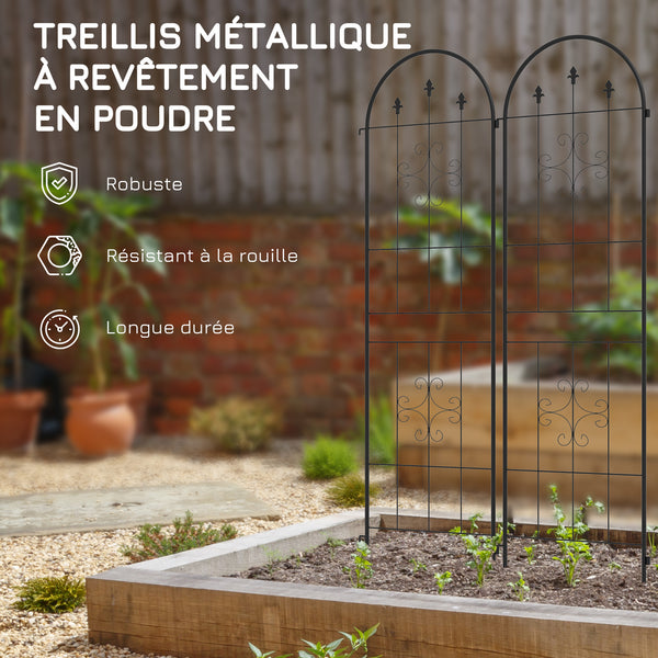 Lot de 4 treillis de jardin, support pour plantes grimpantes en acier, 50L x 180H cm, noir