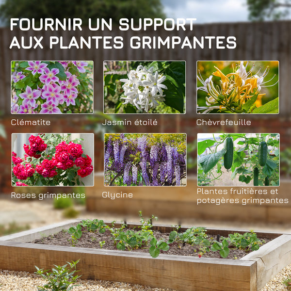 Lot de 4 treillis de jardin, support pour plantes grimpantes en acier, 50L x 180H cm, noir