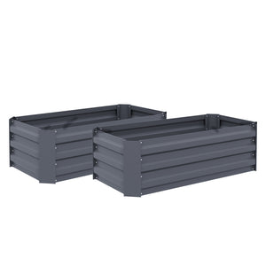 Lot de 2 carré potager de jardin dim. 100L x 50l x 30H cm - tôle d'acier ondulée gris