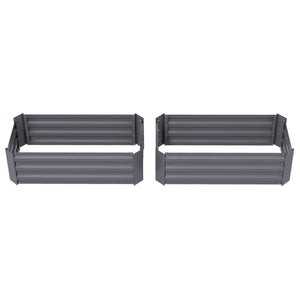 Lot de 2 carré potager de jardin dim. 100L x 50l x 30H cm - tôle d'acier ondulée gris