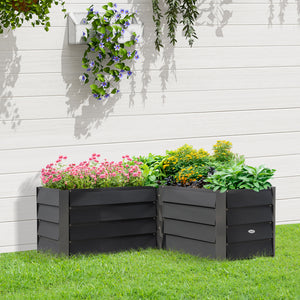 Carré potager de jardin jardinière d'angle en L sans fond - 115 x 115 x 44 cm acier galvanisé gris foncé
