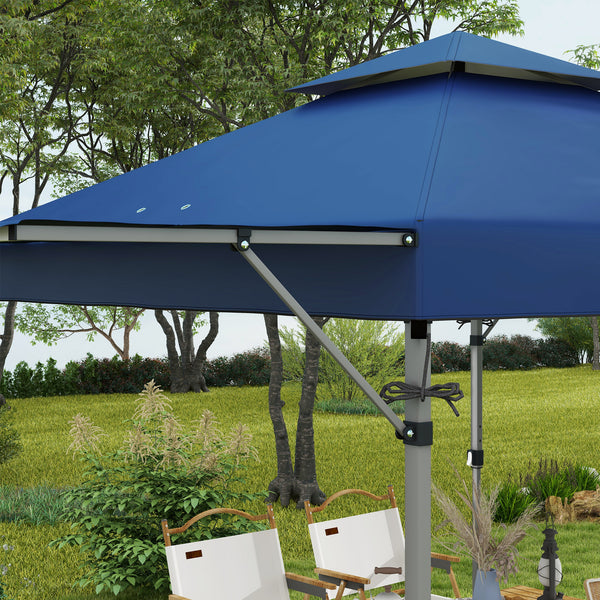 Tonnelle pop-up jardin barnum Pliant 5 x 3 m, tissu oxford avec 2 parois réglables, facile à monter, sac à transport à roulettes inclus bleu