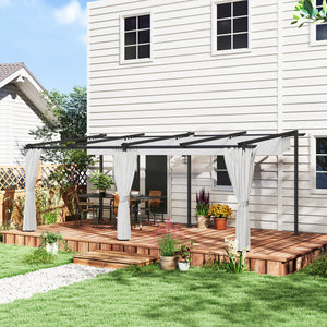 Pergola jardin exterieur 3 x 6 m pergola coulissante rétractable avec parois latérales, tonnelle de jardin, polyester haute densité 180g/m², abri soleil UPF30+, pour terrasse, patio, gris