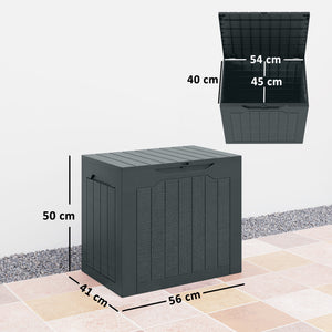 Coffre de rangement extérieur 97L avec poignées encastrées, malle de rangement extérieur étanche pour jardin terrasse, 56 x 41 x 50 cm, gris foncé
