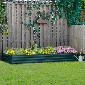 Carré Potager en Métal Modulable - Potager Surélevé 241x90,5x30cm en Acier Galvanisé - Jardinière Extérieur Anti-Rouille pour Légumes et Fleurs, Vert Foncé