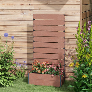 Jardinière avec treillis, bac à fleurs, lit surélevé, pour plantes grimpantes, légumes, fleurs, intérieur et extérieur, cour jardin balcon, 72 x 38 x 150 cm, marron clair