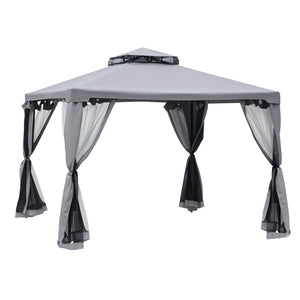 Tonnelle de jardin barnum pavillon de jardin 3 x 3 double Toit avec moustiquaires amovibles imperméable gris clair
