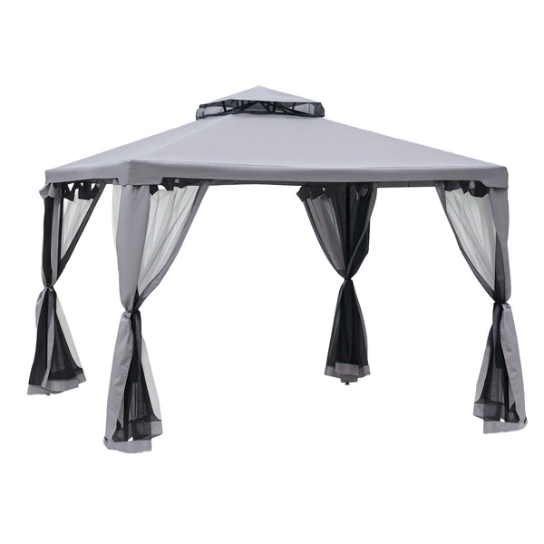 Tonnelle de jardin barnum pavillon de jardin 3 x 3 double Toit avec moustiquaires amovibles imperméable gris clair