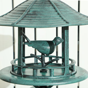 Bain d'oiseaux Abreuvoir pour Oiseaux jardinière 3 en 1 dim. Ø 50 x 113H cm polypropylène vert-de-gris