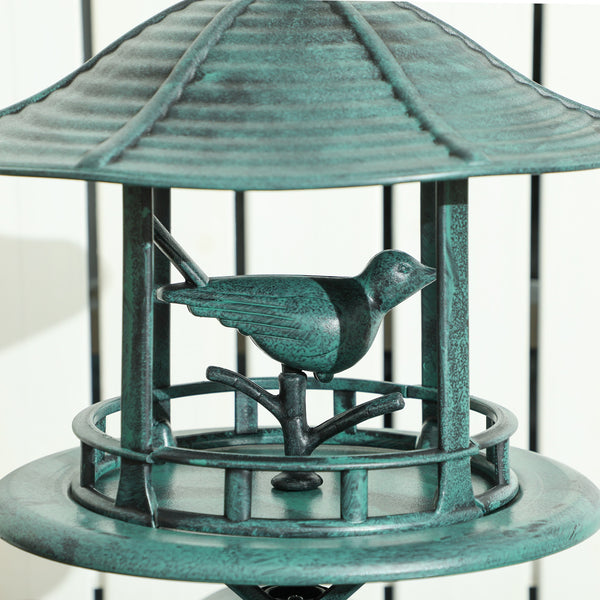 Bain d'oiseaux Abreuvoir pour Oiseaux jardinière 3 en 1 dim. Ø 50 x 113H cm polypropylène vert-de-gris