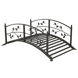Pont de jardin - pont de bassin - décoration du jardin dim. 119L x 67l x 47H cm avec balustrade motif de vigne acier noir