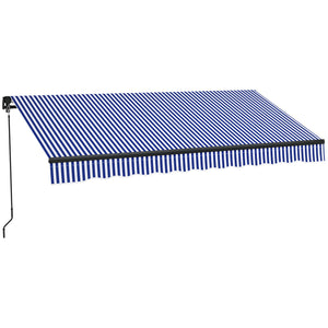Store banne manuel rétractable 3 x 2,5 m store pour balcon inclinaison réglable manivelle cadre en aluminium polyester Anti-UV bleu et blanc