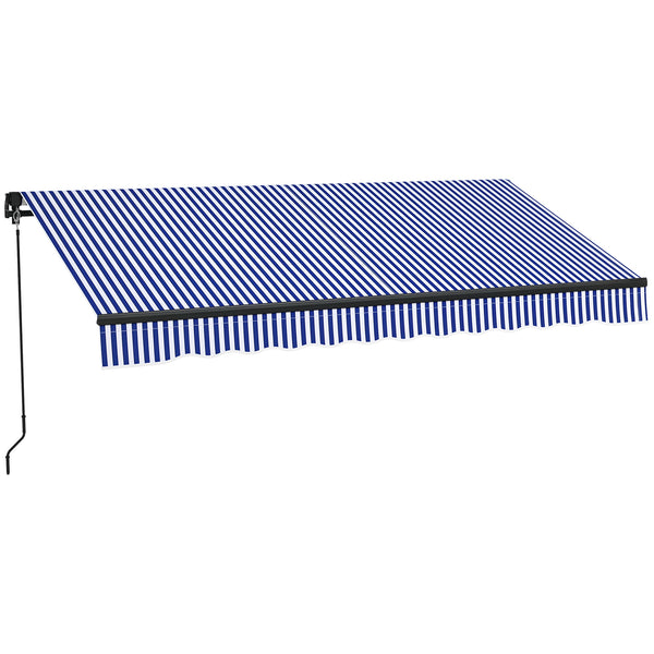 Store banne manuel rétractable 3 x 2,5 m store pour balcon inclinaison réglable manivelle cadre en aluminium polyester Anti-UV bleu et blanc