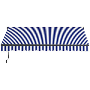Store banne manuel rétractable 3 x 2,5 m store pour balcon inclinaison réglable manivelle cadre en aluminium polyester Anti-UV bleu et blanc