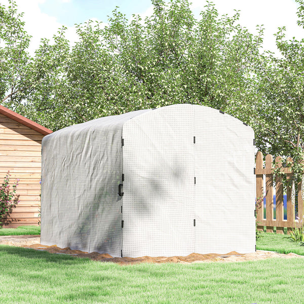 Serre tunnel de jardin 6m², serre de jardin tunnel 300x200x195cm bâche PE 220g/m², bords prolongés 50 cm, avec porte, pour extérieur, toutes saisons, légumes, fruits, fleurs, blanc
