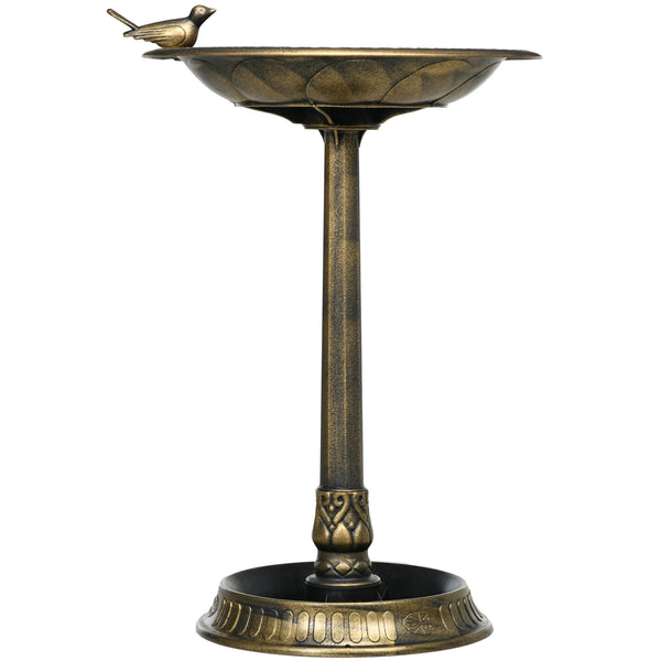 Bain d'oiseaux Abreuvoir, mangeoire pour Oiseaux jardinière 2 en 1 dim. Ø 50 x 72H cm polypropylène Bronze Antique