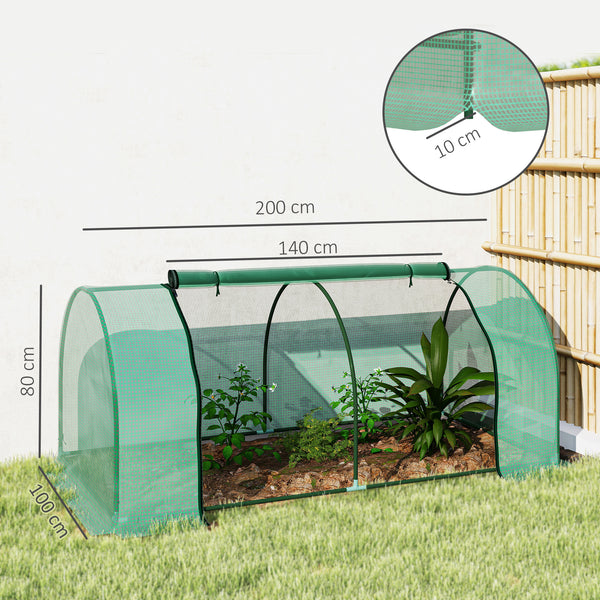 Serre de Jardin mini serre à tomates dim. 2L x 1l x 0,8H m Porte zippée bâche PE Acier Vert