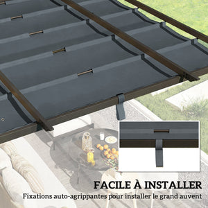 Toile de Toit pour pergola Bâche pour Pergola rétractable de 3 x 3 m, Toile Uniquement 288 x 298 cm en Polyester 180g/m³, protection solaire 30+, Gris foncé