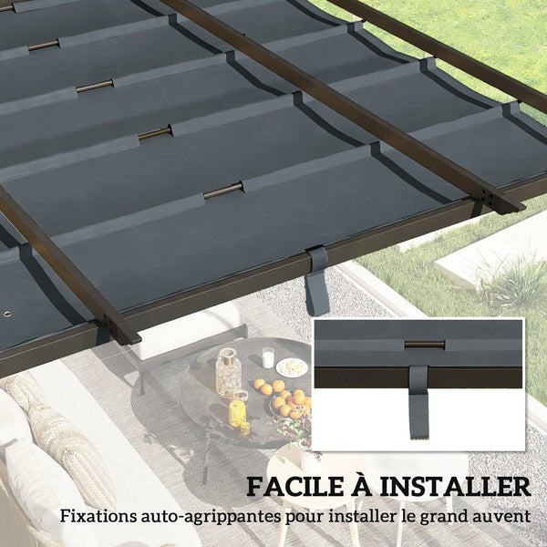 Toile de Toit pour pergola Bâche pour Pergola rétractable de 3 x 3 m, Toile Uniquement 288 x 298 cm en Polyester 180g/m³, protection solaire 30+, Gris foncé