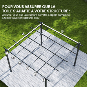 Toile de Toit pour pergola Bâche pour Pergola rétractable de 3 x 3 m, Toile Uniquement 288 x 298 cm en Polyester 180g/m³, protection solaire 30+, Gris foncé