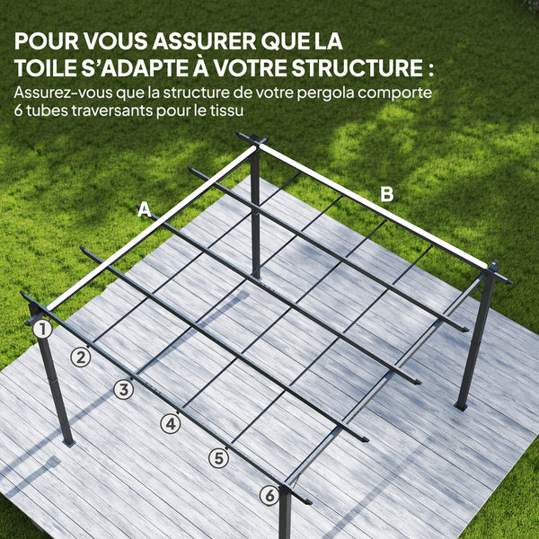 Toile de Toit pour pergola Bâche pour Pergola rétractable de 3 x 3 m, Toile Uniquement 288 x 298 cm en Polyester 180g/m³, protection solaire 30+, Gris foncé