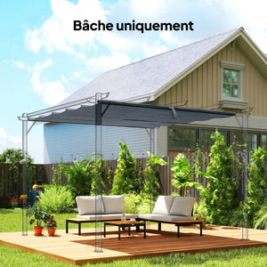 Toile de Toit pour pergola Bâche pour Pergola rétractable de 3 x 3 m, Toile Uniquement 288 x 298 cm en Polyester 180g/m³, protection solaire 30+, Gris foncé