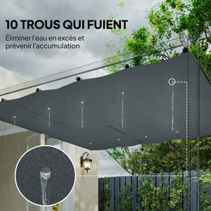 Toile de Toit pour pergola Bâche pour Pergola rétractable de 3 x 3 m, Toile Uniquement 288 x 298 cm en Polyester 180g/m³, protection solaire 30+, Gris foncé