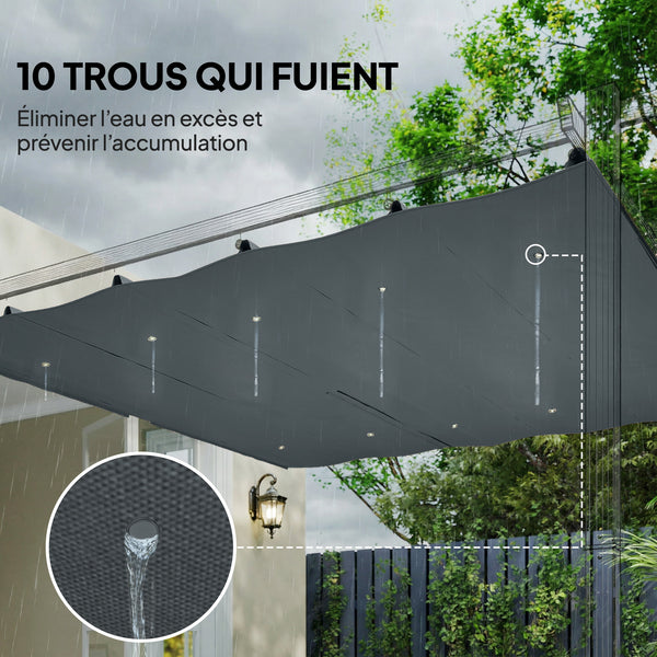 Toile de Toit pour pergola Bâche pour Pergola rétractable de 3 x 3 m, Toile Uniquement 288 x 298 cm en Polyester 180g/m³, protection solaire 30+, Gris foncé