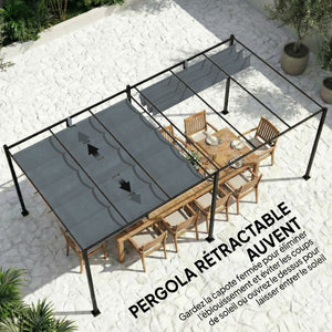 Toile de Toit pour pergola Bâche pour Pergola rétractable de 3 x 3 m, Toile Uniquement 288 x 298 cm en Polyester 180g/m³, protection solaire 30+, Gris foncé