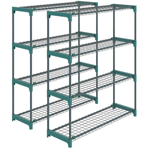 Lot de 2 Étagères à Plantes 4 Niveaux Intérieur Extérieur, Supports pour Plantes en Métal, Assemblage Facile, Support pour Fleurs et Pots, pour Jardin, Balcon, Patio, 90 x 28 x 104 cm, Vert