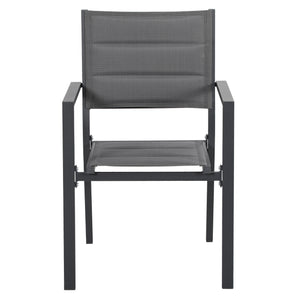 Salon de jardin extérieur en aluminium et textilène table extensible 6 chaises empilables 6 personnes - dim. table 150/210L x 90l x 75H cm gris