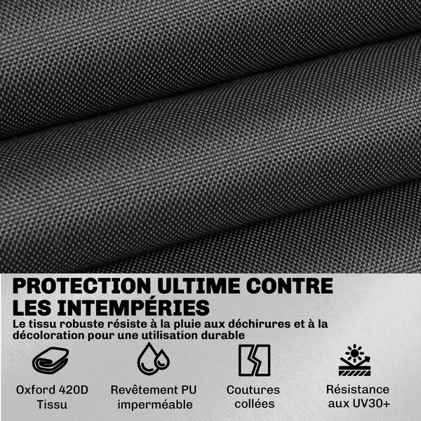 Ensemble de 4 Housses Salon de Jardin Imperméables 420D Tissu Oxford, Bâche de Potection Extérieure avec 6 Évents et Sac de Rangement, pour Table et Canapé, Noir