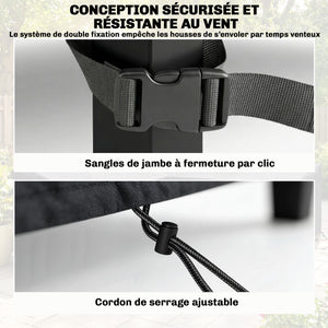 Ensemble de 4 Housses Salon de Jardin Imperméables 420D Tissu Oxford, Bâche de Potection Extérieure avec 6 Évents et Sac de Rangement, pour Table et Canapé, Noir