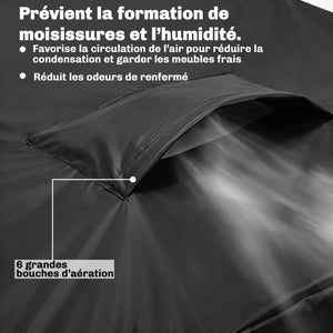 Ensemble de 4 Housses Salon de Jardin Imperméables 420D Tissu Oxford, Bâche de Potection Extérieure avec 6 Évents et Sac de Rangement, pour Table et Canapé, Noir