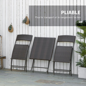Ensemble bistrot de jardin Ensemble Meubles de Jardin Design Table carré et chaises Pliables résine tressée 4 Fils métal Noir