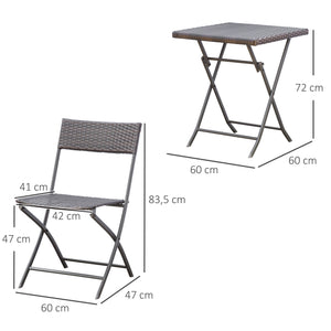 Ensemble bistrot de jardin Ensemble Meubles de Jardin Design Table carré et chaises Pliables résine tressée 4 Fils métal Noir