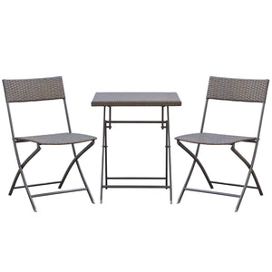 Ensemble bistrot de jardin Ensemble Meubles de Jardin Design Table carré et chaises Pliables résine tressée 4 Fils métal Noir