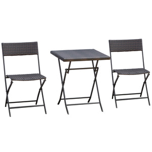 Ensemble bistrot de jardin Ensemble Meubles de Jardin Design Table carré et chaises Pliables résine tressée 4 Fils métal Noir