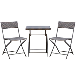Ensemble bistrot de jardin Ensemble Meubles de Jardin Design Table carré et chaises Pliables résine tressée 4 Fils métal Noir