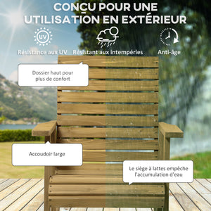 Fauteuil à bascule rocking chair d'extérieur jardin en bois massif - 64 x 86 x 85 cm marron