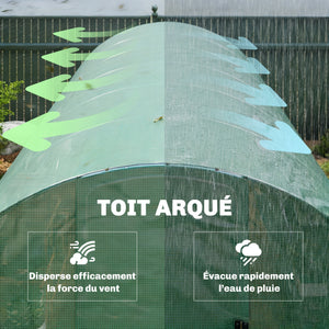 Serre tunnel de jardin 18m², serre de jardin tunnel 295x597x200cm avec portes et 12 fenêtres avec moustiquaires, bâche PE haute densité 140 g/m² prolongée de 20 cm, pour extérieur, vert
