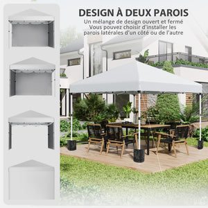 Tonnelle de jardin pop-up pliant barnum réglable en hauteur protection UV 30+ 2 parois latérales - sac de transport inclus - pour fête, événement plein air - 297 x 297 x 288 cm gris clair