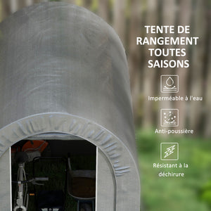 Abri de jardin tente de rangement extérieur abri de vélo garage pour vélo bâche en PE cadre en métal galvanisé dim. 2,4 x 1,6 x 1,9 m gris