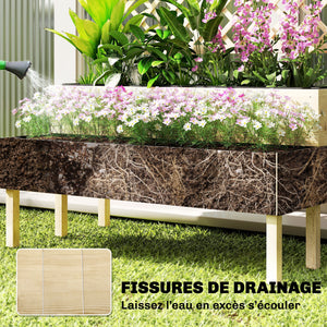 Jardinière à 2 Niveaux avec Treillis, bac à fleurs, lit surélevé avec tissu non tissé, pour plantes grimpantes, légumes, bois, intérieur et extérieur, 108 x 62 x 120 cm effet bois naturelle