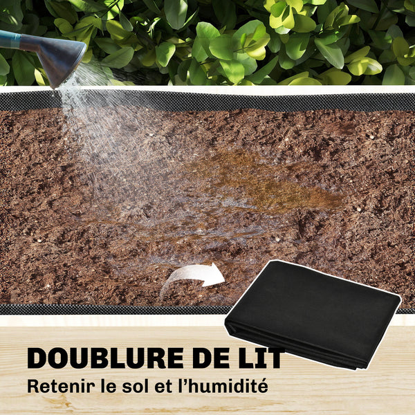 Jardinière à 2 Niveaux avec Treillis, bac à fleurs, lit surélevé avec tissu non tissé, pour plantes grimpantes, légumes, bois, intérieur et extérieur, 108 x 62 x 120 cm effet bois naturelle